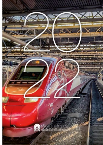 cover jaarverslag met opschrift 2022 - Thalys trein op achtergrond-couverture du rapport annuel marqué 2022 - train Thalys en arrière-plan